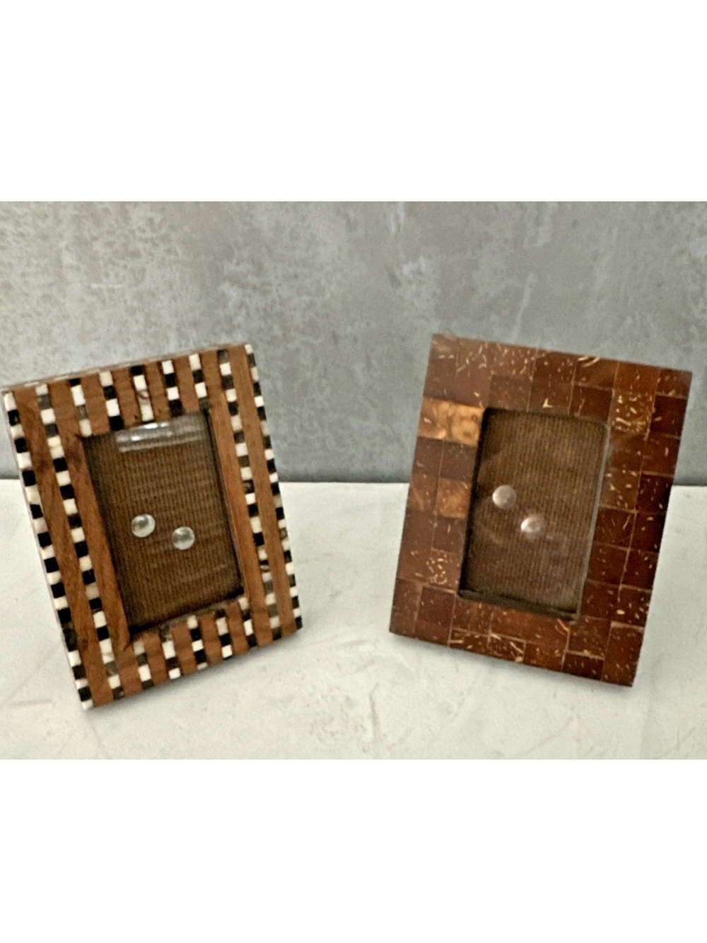 2 Mini Two's Company Mosaic MARQUETRY Wood Picture Frame